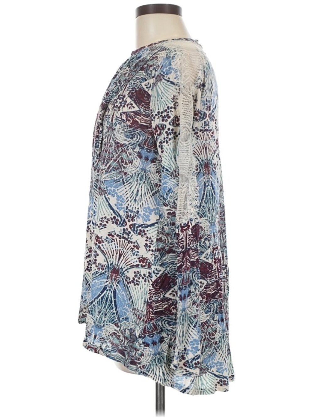 Free People  "New World Nouveau" Tulip Hem Front Cutout Long Sleeve Top - Size M - Picture 7 of 11